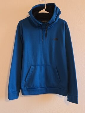 The North Face Royal Blue Hoodie with Black Accents - Medium